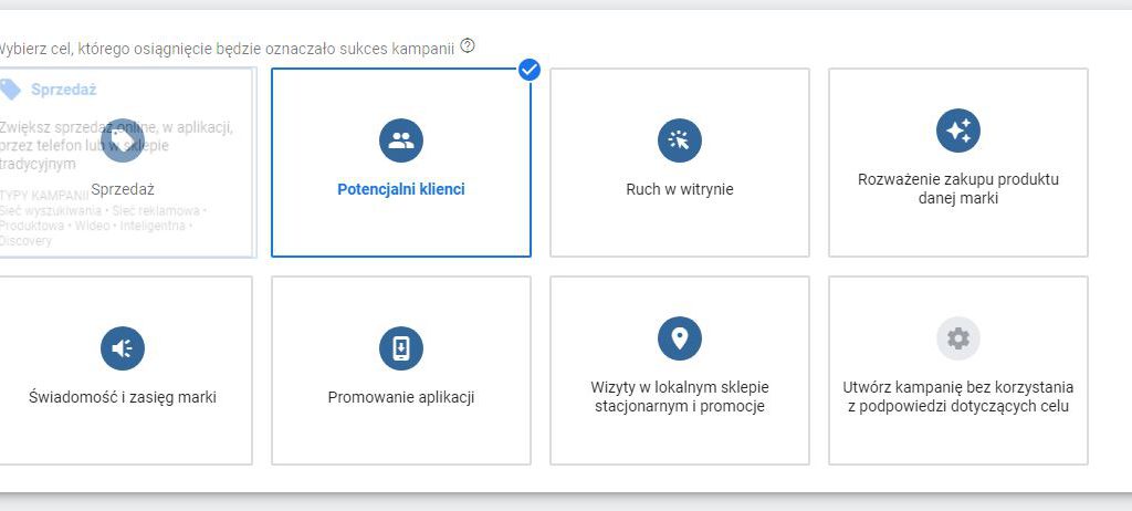 wybieramy cel kampanii gmail w adwords 