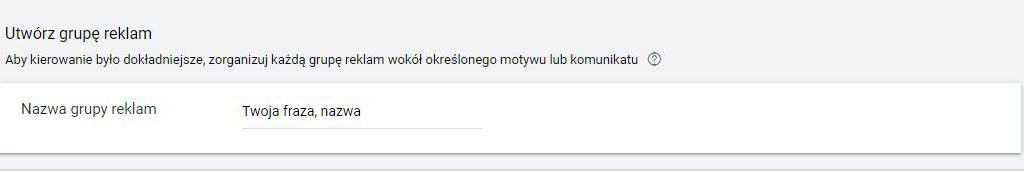 nazwa grupy reklam adwords